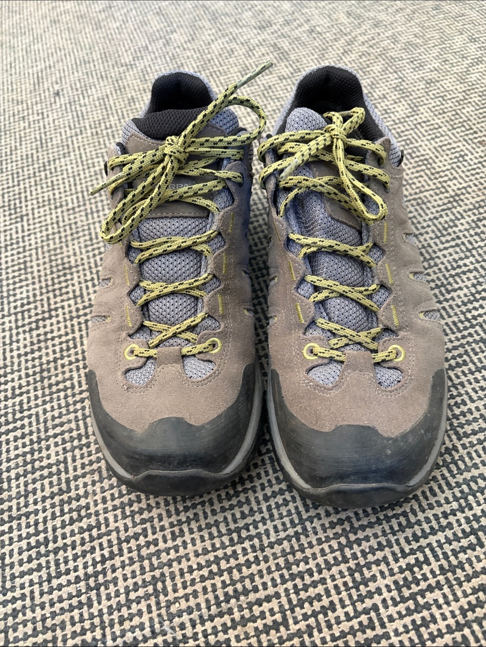 Scarpa Brown and Gray Hiking Shoes with Yellow Laces